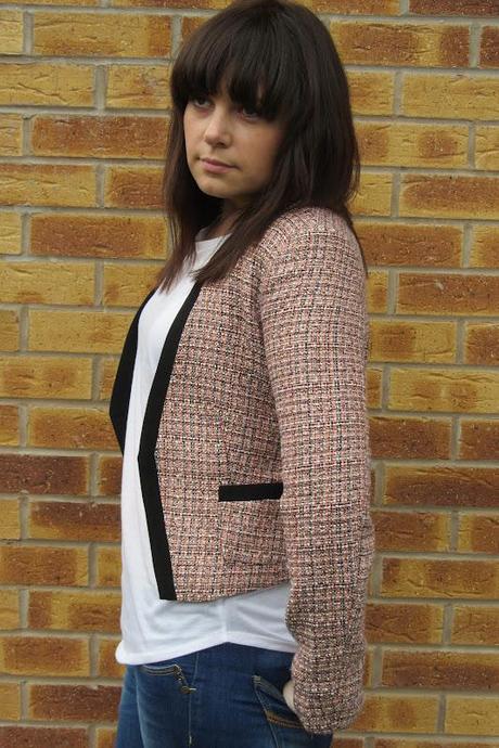 OOTD|| H&M; pink tweed cropped jacket