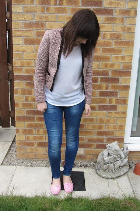 OOTD|| H&M; pink tweed cropped jacket