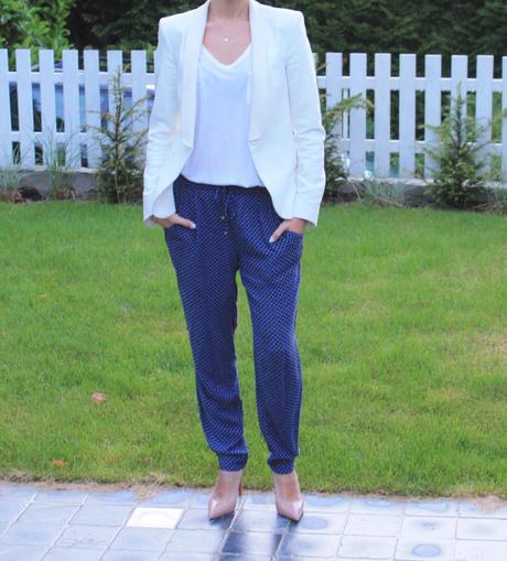 The white blazer and the pyjama trousers