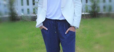 The white blazer and the pyjama trousers