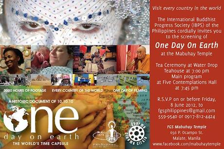 Mabuhay Temple to Host One Day on Earth Screening