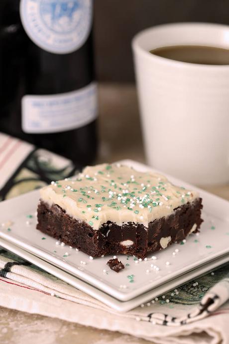 Chocolate Stout Brownies with Irish Cream Frosting