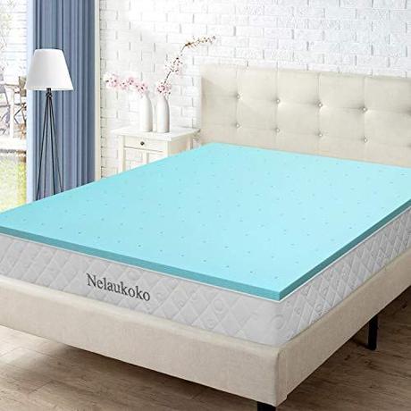 Nelaukoko 3 Inch Queen Memory Foam Mattress Pad, Gel-Infused Foam Mattress Topper Queen Size