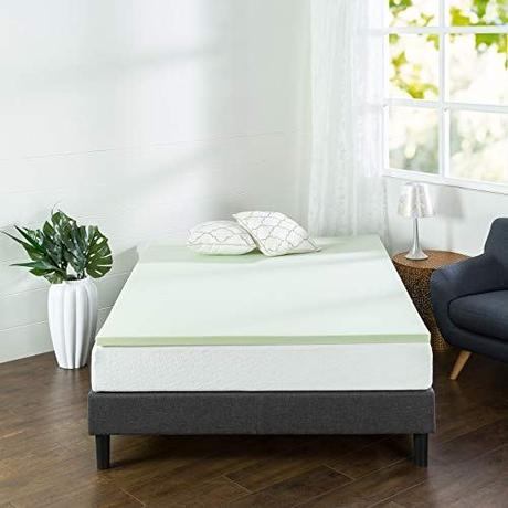 Zinus 1.5 Inch Green Tea Memory Foam Mattress Topper, Full