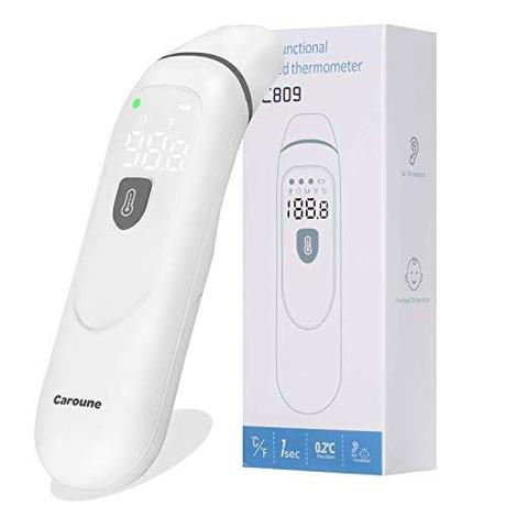 ArtMuseKitsMikash Caroune Thermometer for Fever, Digital Medical Infrared Thermometer Accurate and Fast Readings Forehead and Ear Integration for Baby, Kids and Adults with Fever Indicator