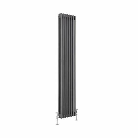 Milano Windsor - Vertical Triple Column Lacquered Raw Metal Traditional Cast Iron Style Radiator - 1800mm x 380mm