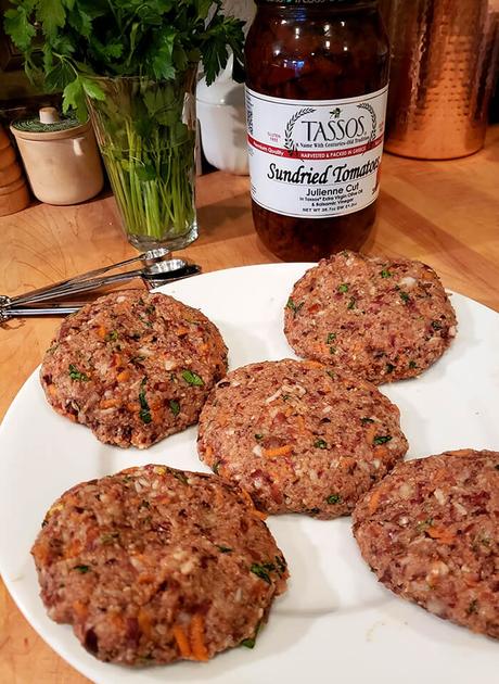 Tri-Color Bean Greek Veggie Burgers