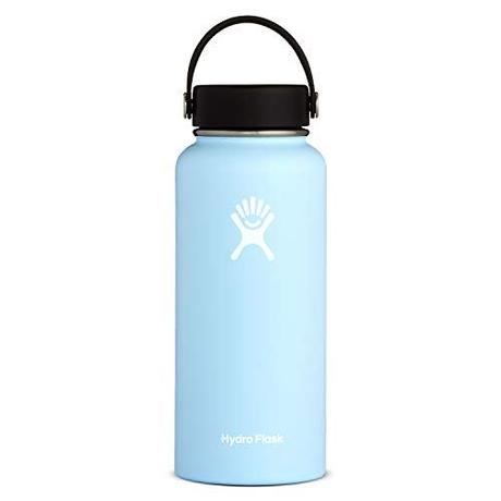 Hydro Flask Water Bottle - Stainless Steel & Vacuum Insulated - Wide Mouth with Leak Proof Flex Cap - 32 oz, Frost