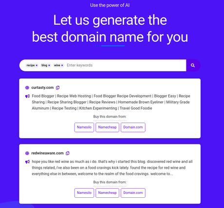 NameKrea.com AI Domain Name Generator Will Find You The Perfect Domain Name