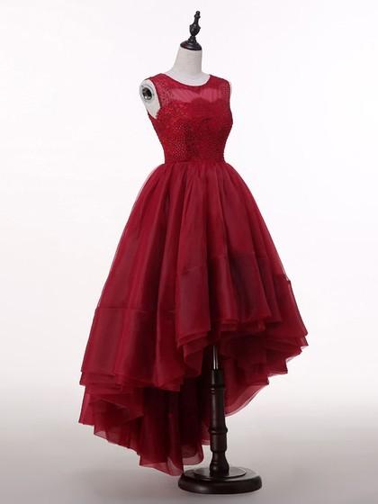 Ball Gown High Low Girls Prom Dresses