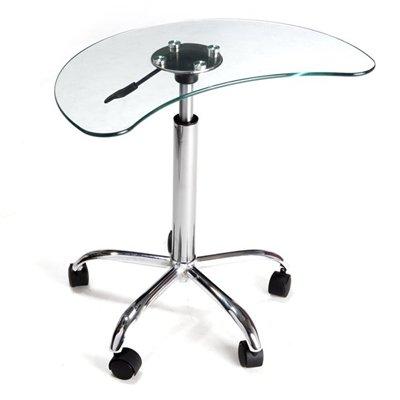 LT-020 Clear Glass and Aluminum Laptop Stand with Casters