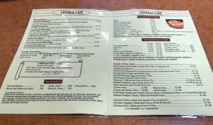 Central Cafe Barrhead menu