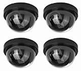 Fake Security Cameras (4 Pack) CCTV Dome Dummy Camera with Realistic Look Recording Flashing Red LED Light Indoor and Outdoor Use, for Homes & Business- by Armo