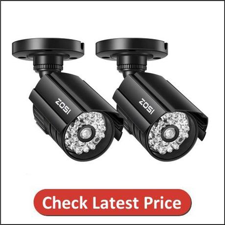 ZOSI 2 Pack Fake Security Camera Bullet with Red Light