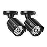 ZOSI 2 Pack Fake Security Camera Bullet with Red Light,Dummy Surveillance Camera Outdoor Indoor Use,Wireless Simulate Cameras for Home Security