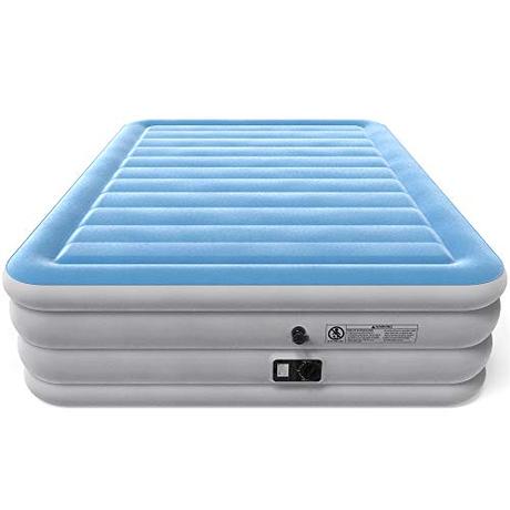 Vremi Inflatable Queen Air Mattress with Built-in Pump - 21.5' Raised Bed Height with Storage Bag for Camping and Travel - Premium Flocked Top and Sides