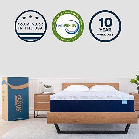 Sleep Innovations Shiloh 14-inch Memory Foam Mattress Bed in a Box, Made in The USA, 10-Year Warranty, King, White