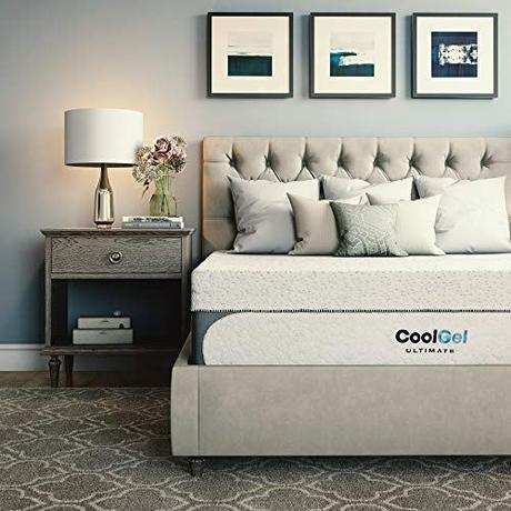 Classic Brands Cool 1.0 Ultimate Gel Memory Foam 14-Inch Bonus 2 Pillows Mattress, Queen, White