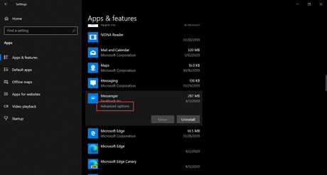 How to Find Version Number of App Downloaded from Microsoft Store in Windows 10 Advanced options option in Apps and features