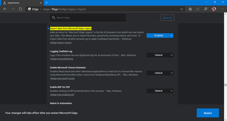 How to Import Data from Microsoft Edge Legacy to Edge Chromium import data from microsoft edge flag