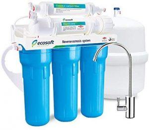 Ecosoft 5 Stage Reverse Osmosis Water Filtration System - Under Sink Water Purifier and Softener for Kitchen Faucet with Extra Filter Cartridge