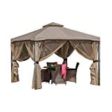 Christopher Knight Home Sonoma Canopy Gazebo, 10 x 10 feet Soft-Top Garden Tent with Mosquito Netting and Shade Curtains for Patio or Deck
