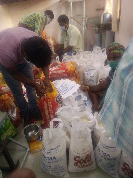 SYMA members organise rice distribution