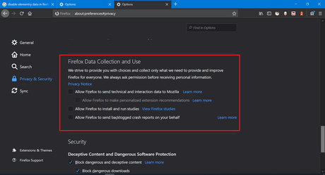 How to Disable Default Browser Agent in Firefox v75 Disable - Firefox Data Collection and Use