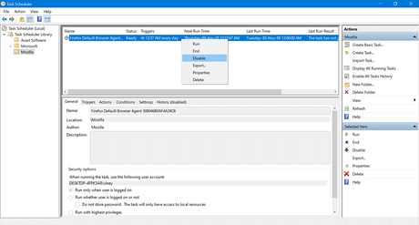 How to Disable Default Browser Agent in Firefox v75 Delete Firefox Default Browser Agent task in task scheduler