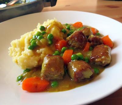 School Dinner Curried Sausages