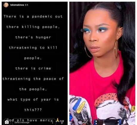 “What type of year is this?” Toke Makinwa asks as she lists the major problems Nigerians are facing at the moment “What type of year is this?” Toke Makinwa asks as she lists the major problems Nigerians are facing at the moment