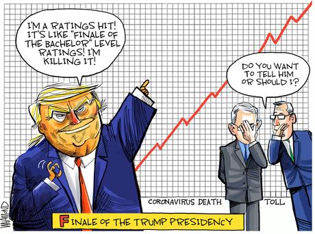 Coronavirus cartoons: Trump's ratings jump amid big job losses
