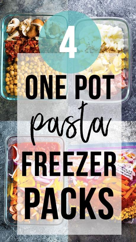 collage image Freezer One Pot Pasta Packs