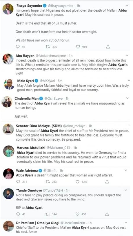 Gov Obaseki, Keyamo, Dino Melaye, Ben Bruce, others react to the death of President Buhari’s Chief of Staff Abba Kyari Gov Obaseki, Keyamo, Dino Melaye, Ben Bruce, others react to the death of President Buhari’s Chief of Staff Abba Kyari