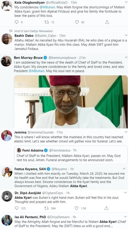 Gov Obaseki, Keyamo, Dino Melaye, Ben Bruce, others react to the death of President Buhari’s Chief of Staff Abba Kyari Gov Obaseki, Keyamo, Dino Melaye, Ben Bruce, others react to the death of President Buhari’s Chief of Staff Abba Kyari