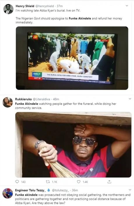 Why Funke Akindele trended on twitter during the burial of President Buhari’s Chief of Staff, Abba Kyari (videos)