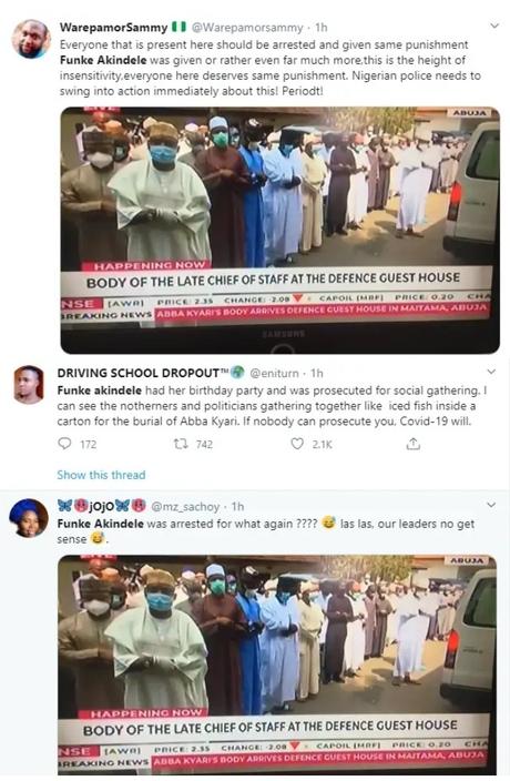 Why Funke Akindele trended on twitter during the burial of President Buhari’s Chief of Staff, Abba Kyari (videos)