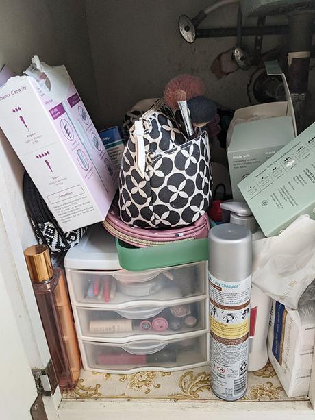 messy cabinet