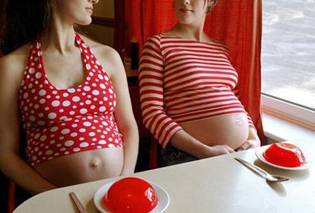 Type 2 Diabetes latest #Type2Diabetes Photo of two diabetic pregnant women in cafe.