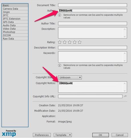 How To Copyright Your Photos With Metadata copyright information verified