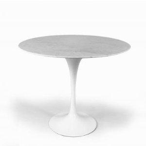 RT335SWHITE Tulip Occasional Table w Marble Top & Aluminum Base