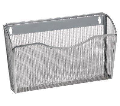 2446vc Single Pocket Office Mesh Wall Mount Hanging File Holder Organizer Vertical Rack, Silver - 8.5 x 3.75 x 13.125 in.