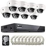 [Audio] ONWOTE (8) 5MP Dome PoE Security Camera System 3TB HDD, Vandal-Proof, 8CH H.265 5MP NVR, 8Pcs Outdoor Wired 5MP Ethernet IP Surveillance Cameras, 100ft IR, Wide Angle, 24/7 Recording