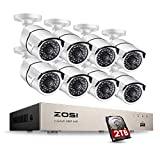 ZOSI Full HD 1080P PoE Video Security Cameras System,8CH 1080P Surveillance NVR, 8x2.0 Megapixel Outdoor Indoor Weatherproof IP Cameras, 120ft Night Vision with 2TB Hard Drive, Power over Ethernet