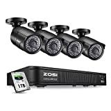 ZOSI 1080p PoE Home Security Camera System, 8 Channel NVR Recorder (1TB Hard Drive Built-in) and (4) 2MP 1920x1080p Surveillance CCTV Bullet IP Camera Outdoor/Indoor with 100ft Long Night Vision