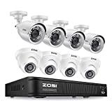 ZOSI 1080p Home Security Camera System Indoor Outdoor, H.265+ CCTV DVR Recorder 8 Channel and 8 x 1080p Weatherproof Surveillance Bullet Dome Camera, Remote Access, Motion Detection (No Hard Drive)