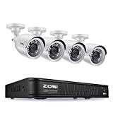 ZOSI H.265+ 1080p Home Security Camera System Outdoor Indoor, CCTV DVR 8 Channel and 4 x 1080p (2MP) Day Night Vision Weatherproof Surveillance Bullet Camera, Remote Access, Motion Detection (No HDD)