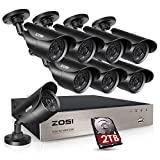 ZOSI 8CH 1080P Security Camera System Outdoor with 2TB Hard Drive 8Channel Full 1080P CCTV Recorder with 8pcs HD 1920TVL Outdoor Surveillance Cameras with 120ft Long Night Vision Easy Remote Access