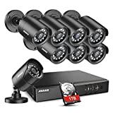 ANNKE Home Security Camera System 8 Channel 1080P Lite Wired DVR and 8X 1080P HD Outdoor IP66 Weatherproof CCTV Cameras, Smart Playback, Instant Email Alert with Images, 1TB Hard Drive Included