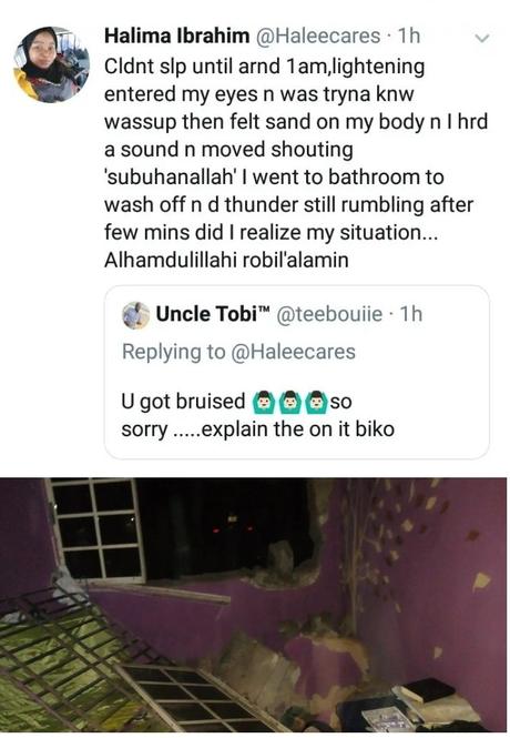 Woman escapes unharmed after heavy wind blew off her windows and wall at night